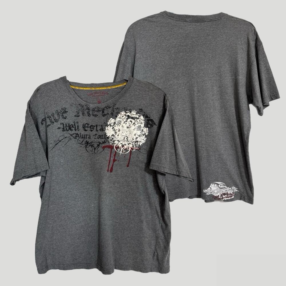 Live Mechanics Graphic T-Shirt 2XL Gray Two-Sided Streetwear